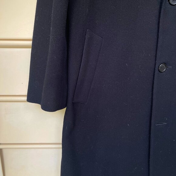 Neiman Marcus Black 100% Wool Trench Peacoat Overcoat Size 44L - Picture 2 of 11